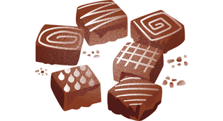 Assortiements de chocolat comme une aquarelle pour parler des kilos émotionnels