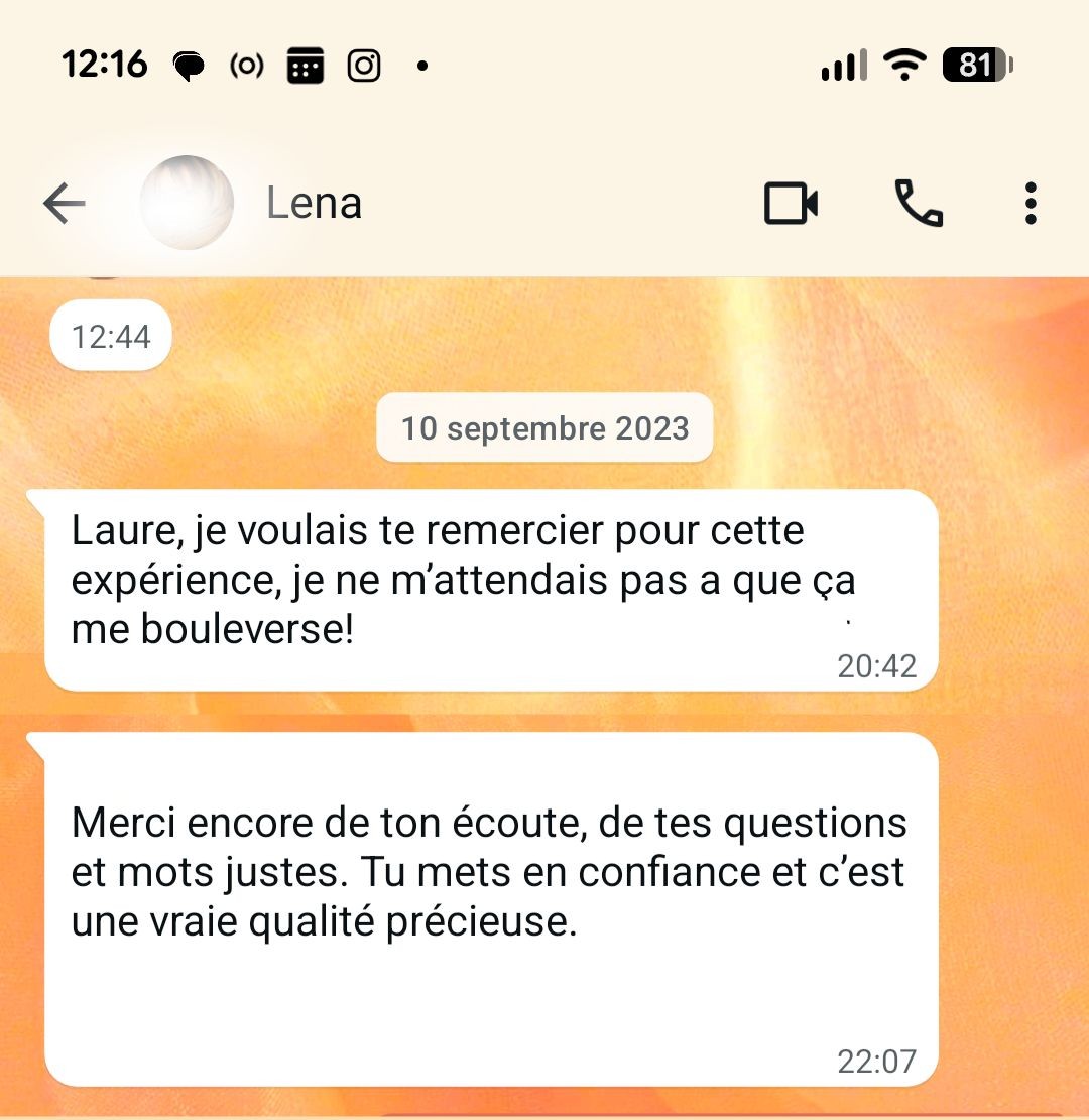 Echange whatsapp après coaching